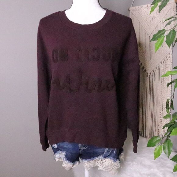 GreenTea |‎ On Cloud Wine Crewneck Pullover Sweater Small - Picture 2 of 7